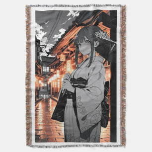 KAWAII Japanese Girl throw blanket スローブランケット