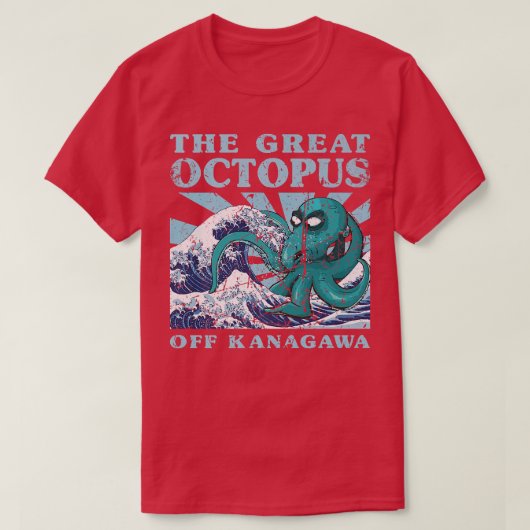 Kawaii Japanese Great Wave Great Octopus Cute Japa Tシャツ (デザイン正面)