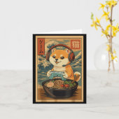 Kawaii Japanese Ramen Dog Retro Gaming Shirts For カード (黄色い花)