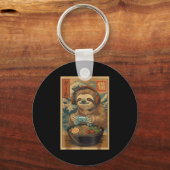 Kawaii Japanese Ramen Sloth Retro Gaming Shirts Fo キーホルダー (正面)
