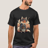Kawaii Japanese Style Samurai Fox Anime Tシャツ (正面)