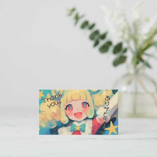 Kawaii Japanese Thank You for Purchase 名刺 (スタンド正面)