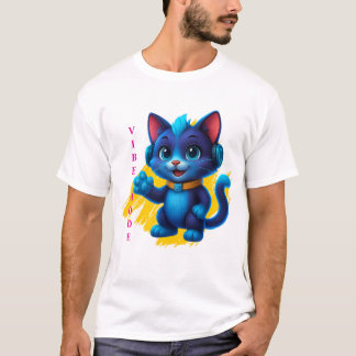 Kawaii Katze mit Kopfhörern  Tシャツ
