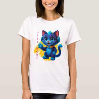 Kawaii Katze mit Kopfhörern Tシャツ
