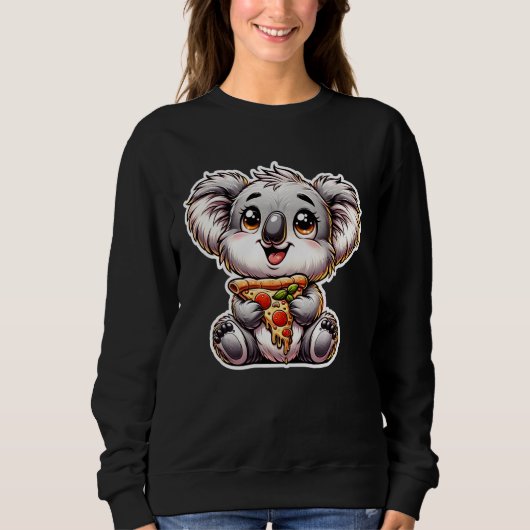 Kawaii Koala Eating Pizza Funny Pizza Lover Koala  スウェットシャツ (正面)