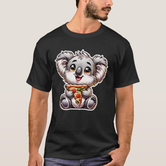 Kawaii Koala Eating Pizza Funny Pizza Lover Koala  Tシャツ (正面)