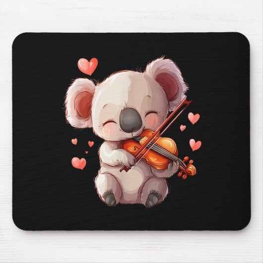 Kawaii Koala Playing Violin Graphic For Valentines マウスパッド (正面)