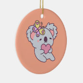 Kawaii Koala with Heart and Butterfly セラミックオーナメント (右)