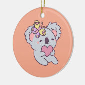 Kawaii Koala with Heart and Butterfly セラミックオーナメント (左)