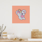 Kawaii Koala with Heart and Butterfly ポスター (キッチン)