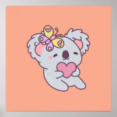 Kawaii Koala with Heart and Butterfly ポスター (正面)