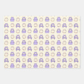 Kawaii Lavender Cat Chonky Wrapping Paper Bundle ラッピングペーパーシート (正面3)