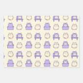 Kawaii Lavender Cat Chonky Wrapping Paper Bundle ラッピングペーパーシート (正面2)