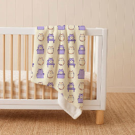 Kawaii Lavender Chonky Cat Pastel Cozy Sherpa Blan シェルパブランケット