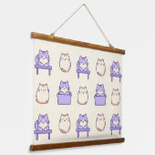 Kawaii Lavender Chonky Cat Pastel Cute Canvas Prin 吊り下げ型タペストリー (傾斜あり)