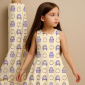 Kawaii Lavender Chonky Cat Pastel Cute Fabric Prin ファブリック
