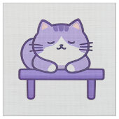 Kawaii Lavender Chonky Cat Pastel Cute Fabric Prin ファブリック (クローズアップ)