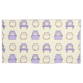 Kawaii Lavender Chonky Cat Pastel Cute Pillowcase 枕カバー (正面左)
