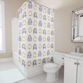 Kawaii Lavender Chonky Cat Pastel Shower Curtain シャワーカーテン (インサイチュ)