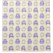 Kawaii Lavender Chonky Cat Pastel Shower Curtain シャワーカーテン (正面)