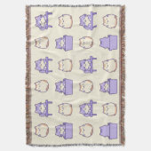 Kawaii Lavender Chonky Cat Pastel Throw Blanket スローブランケット (正面縦)