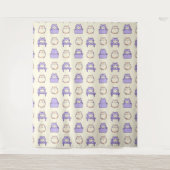 Kawaii Lavender Chonky Cat Pastel Wall Tapestry タペストリー (正面)