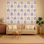 Kawaii Lavender Chonky Cat Pastel Wall Tapestry タペストリー