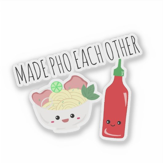 Kawaii Made Pho Each Other Valentine's Day Noodles シール (正面)