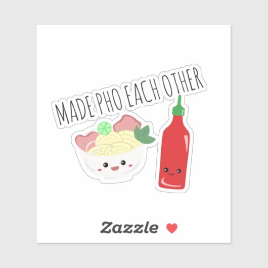 Kawaii Made Pho Each Other Valentine's Day Noodles シール (シート)