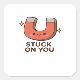 Kawaii Magnet Stuck On You Cute Playful Style スクエアシール