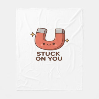 Kawaii Magnet Stuck On You Cute Playful Style フリースブランケット