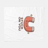 Kawaii Magnet Stuck On You Cute Playful Style  フリースブランケット (正面(横))