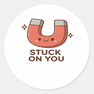 Kawaii Magnet Stuck On You Cute Playful Style ラウンドシール
