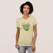 Kawaii Matcha Bubble Tea Cat Cute Iced Drink Graph Tシャツ (正面フル)