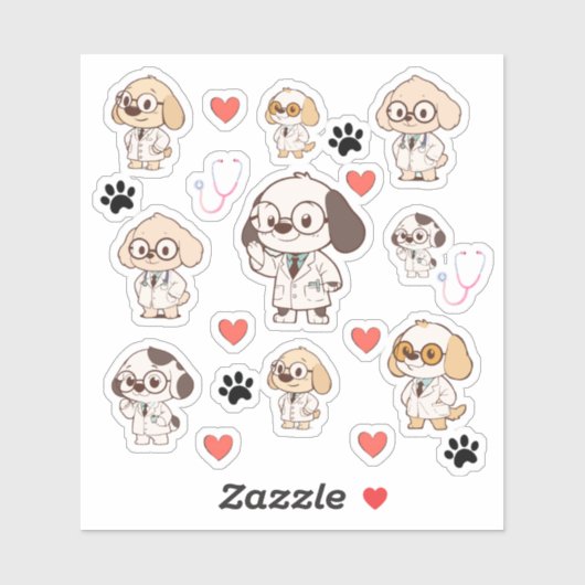 Kawaii Medical Dog Stickers シール (シート)
