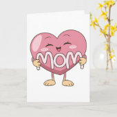 Kawaii Mom Heart Hug Design カード (黄色い花)
