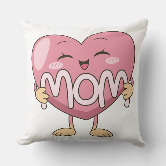 Kawaii Mom Heart Hug Design クッション (正面)