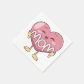 Kawaii Mom Heart Hug Design スタンダードカクテルナプキン (角)
