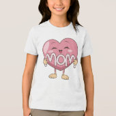 Kawaii Mom Heart Hug Design トライブレンドＴシャツ (正面)