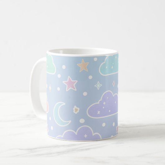 Kawaii Moon & Stars Aesthetic Cup コーヒーマグカップ (正面左)