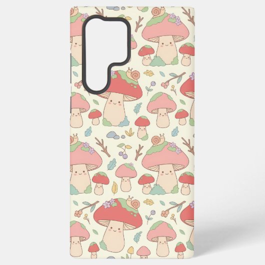 Kawaii Mushroom Snail Pattern Phone Case Samsung Galaxyケース (裏面)