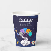 Kawaii navy blue space astronaut theme party  紙コップ (裏面)