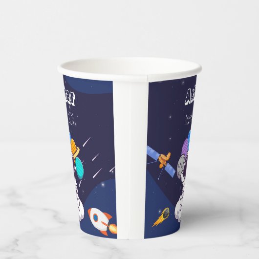 Kawaii navy blue space astronaut theme party  紙コップ (右)