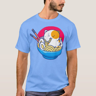 Kawaii Neko Cat Ramen Bowl Anime Japanese Noodles Tシャツ