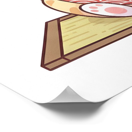 Kawaii Neko Ramen Master Cute Cat Food Chef ポスター (角)