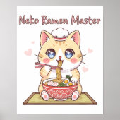 Kawaii Neko Ramen Master Cute Cat Food Chef ポスター (正面)