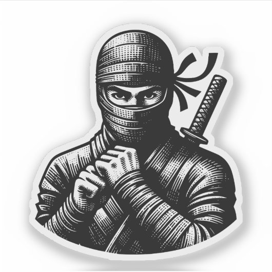 Kawaii Ninja Warrior Sticker – Cute Design シール (正面)