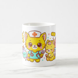 Kawaii Nurse Cat Duo コーヒーマグカップ