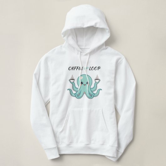 Kawaii Octopus Coffee Sweatshirt Caffin Loop Cute パーカ (デザイン正面)