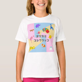KAWAII　Origami Creatures & Katakana Typography  Tシャツ